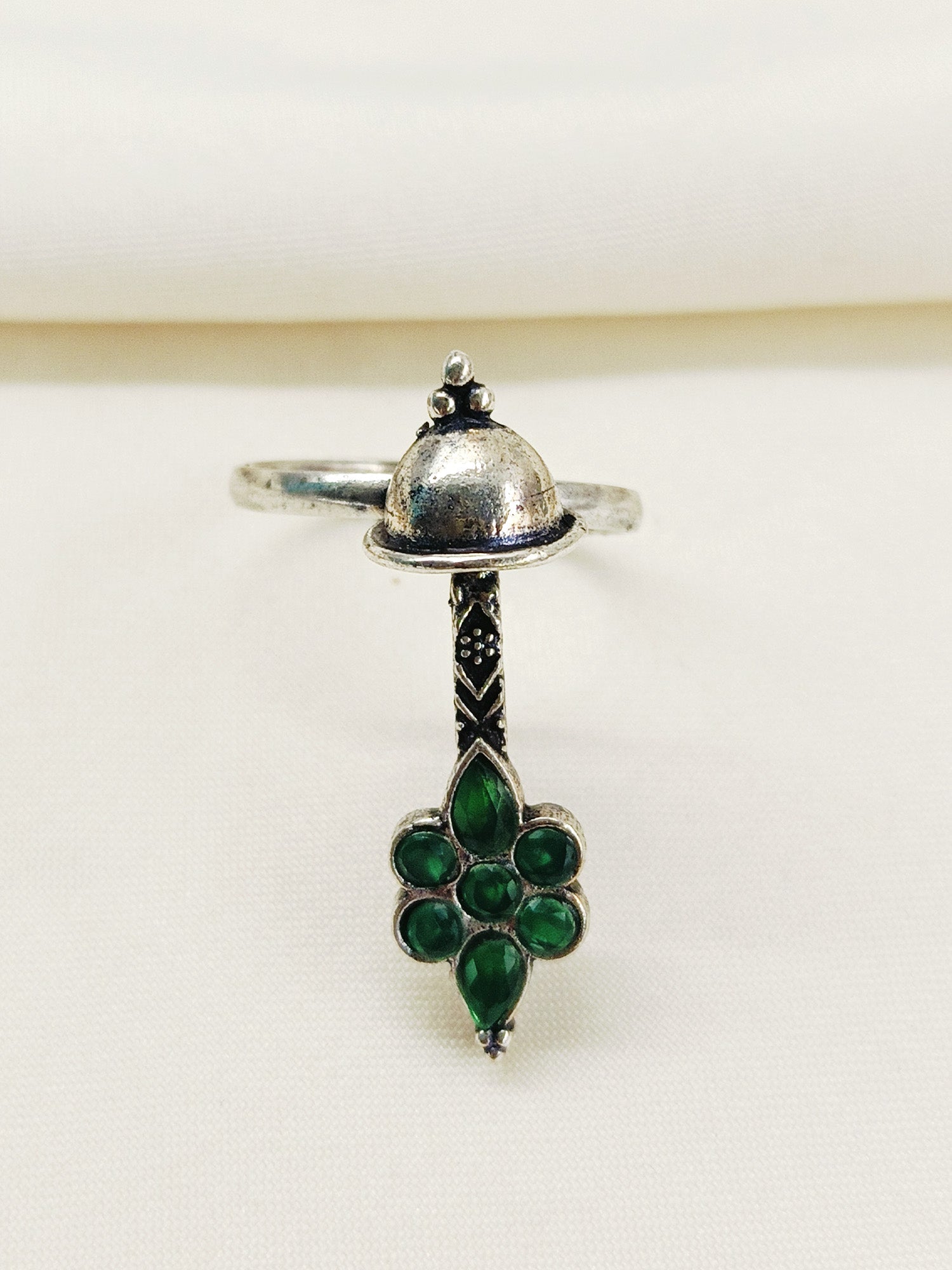 Ethana Green Oxidized Finger Ring