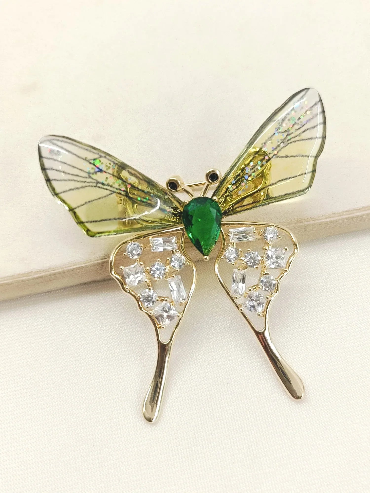 Arjita Green Butterfly Brooch