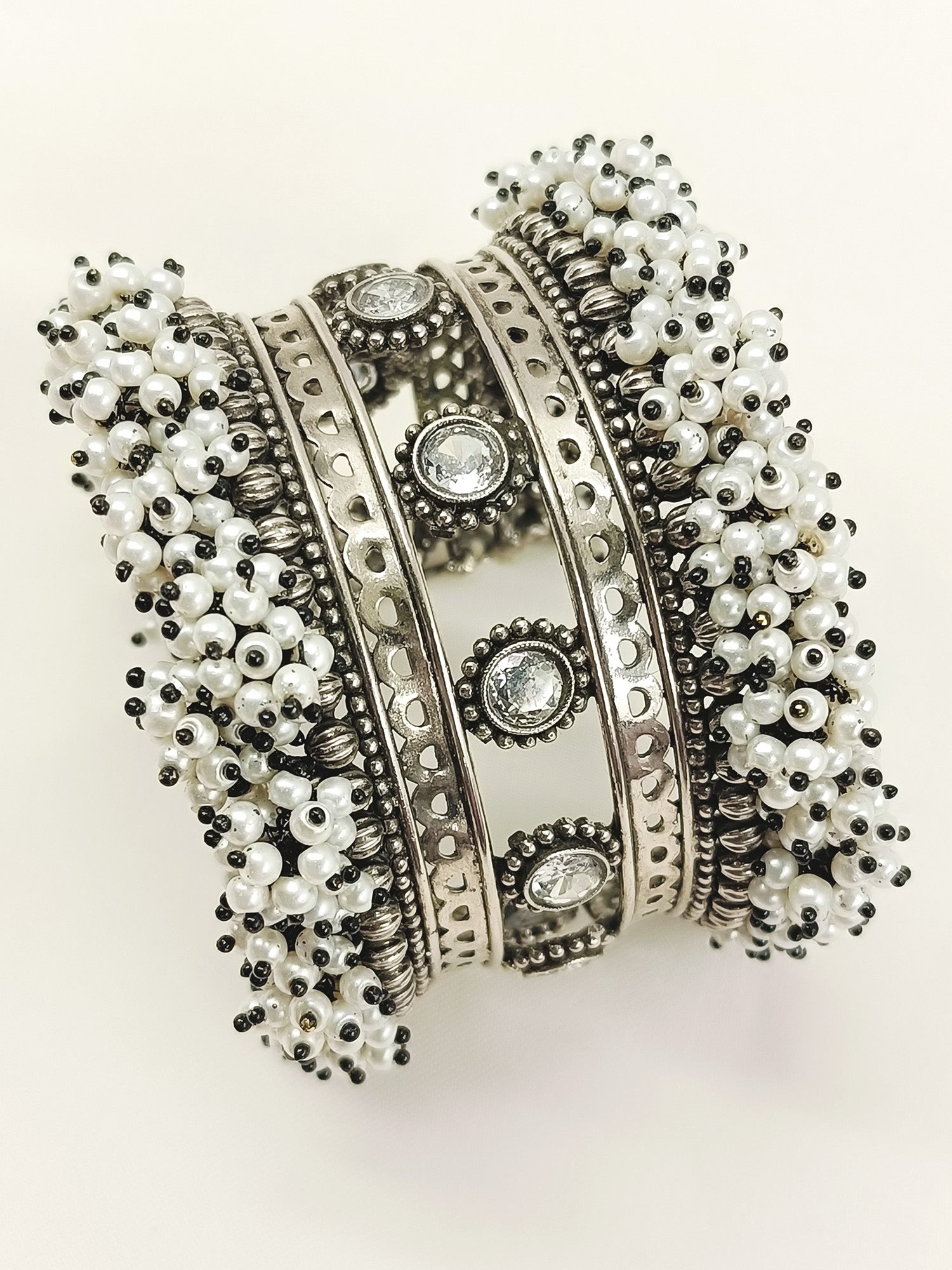 Latika White Oxidized Bracelet