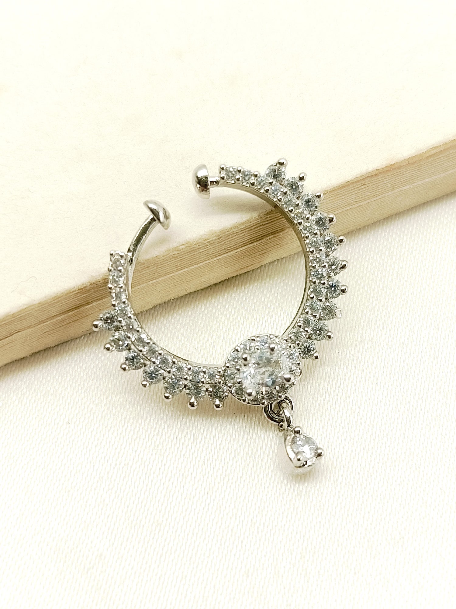 Namarati White American Diamond Nath qivii