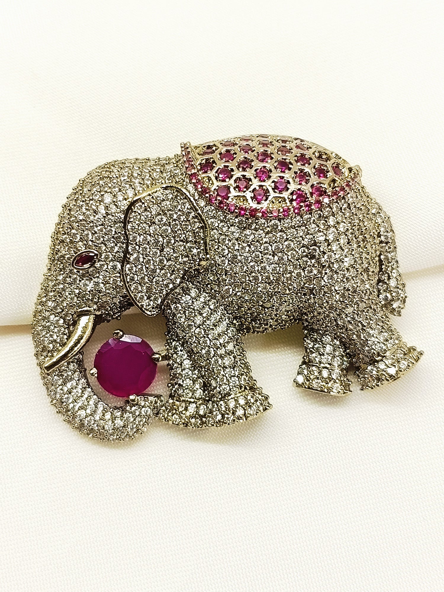 Harshil Ruby Elephant Brooch