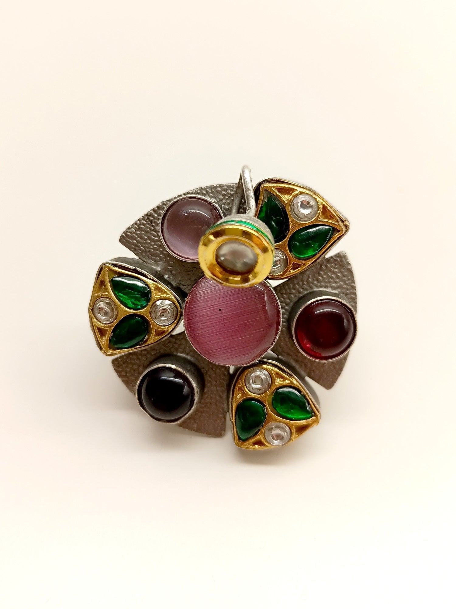 Varuni Multi Colour Oxidized Finger Ring - qivii