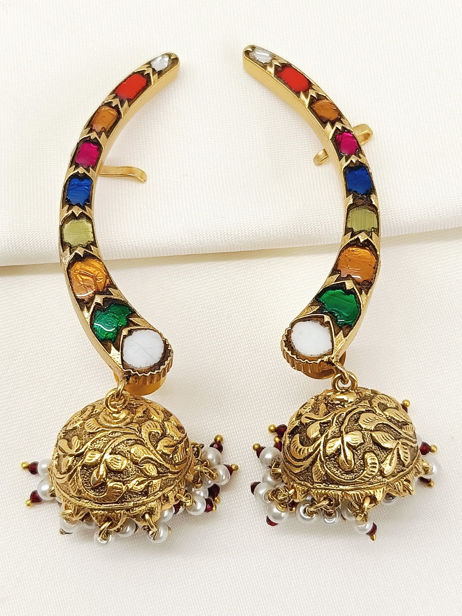 Tanvi Multi Colour Kundan Jhumki