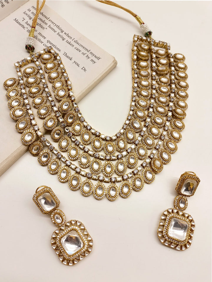 Pankhudi Triple Layerd Kundan Polki Necklace Set