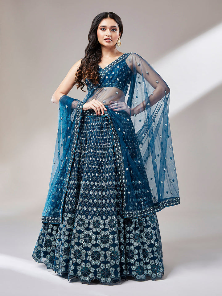 Heavy Sequins Embroidered Net Stitched Lehenga choli