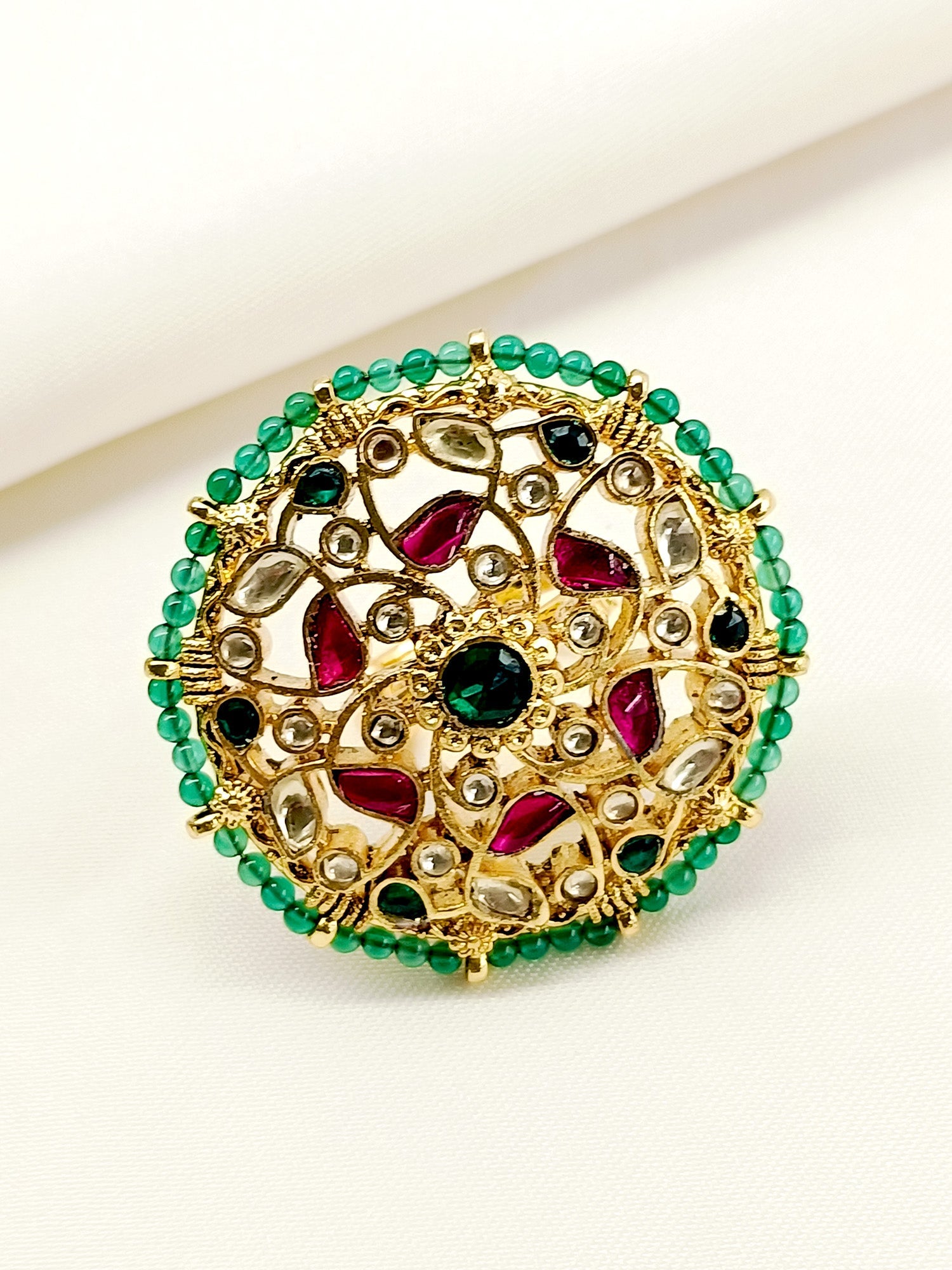 Varena Multi Colour Kundan Finger Ring