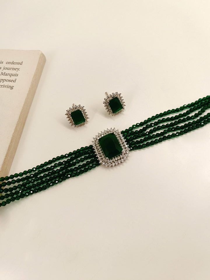 Raina Green American Diamond Choker Set