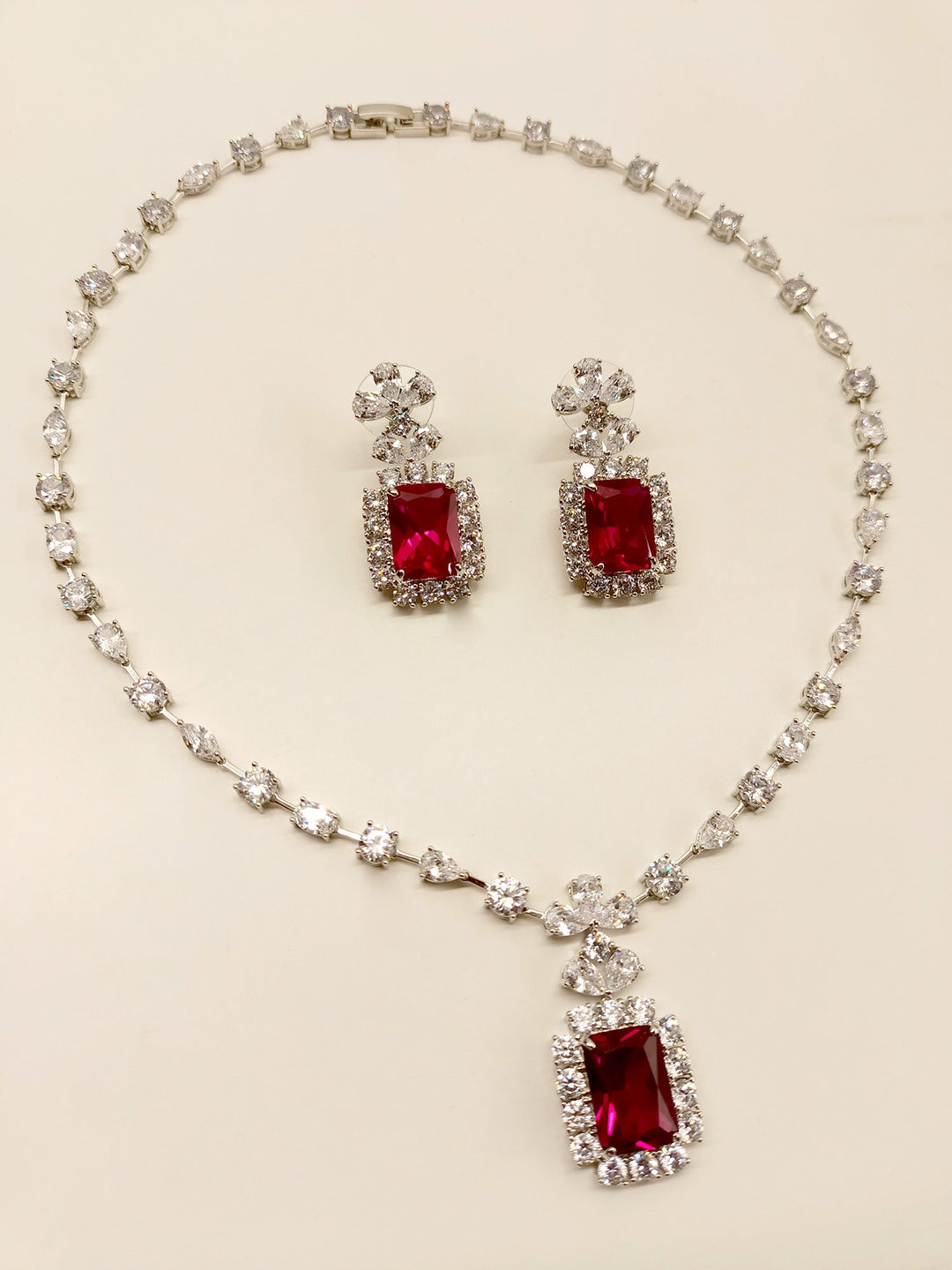 Iksha Majenta American Diamond Set