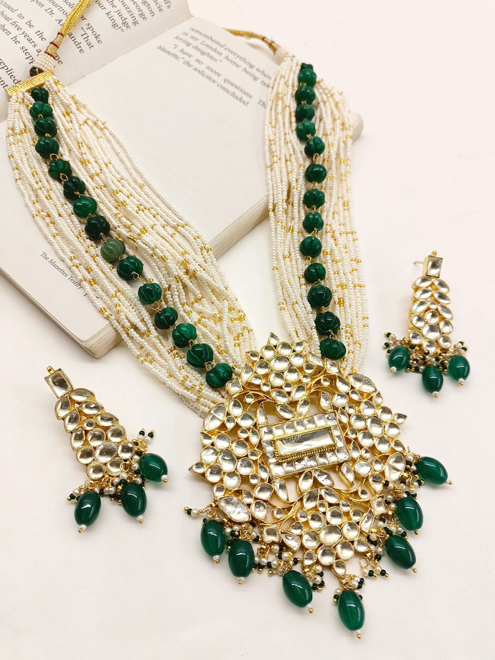 Carlone Green Kundan Necklace Set