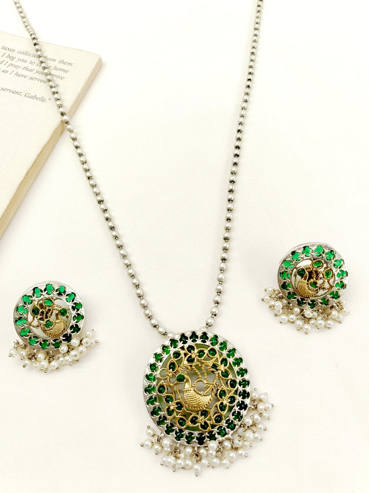 Fizala Green Oxidized Pendant Set