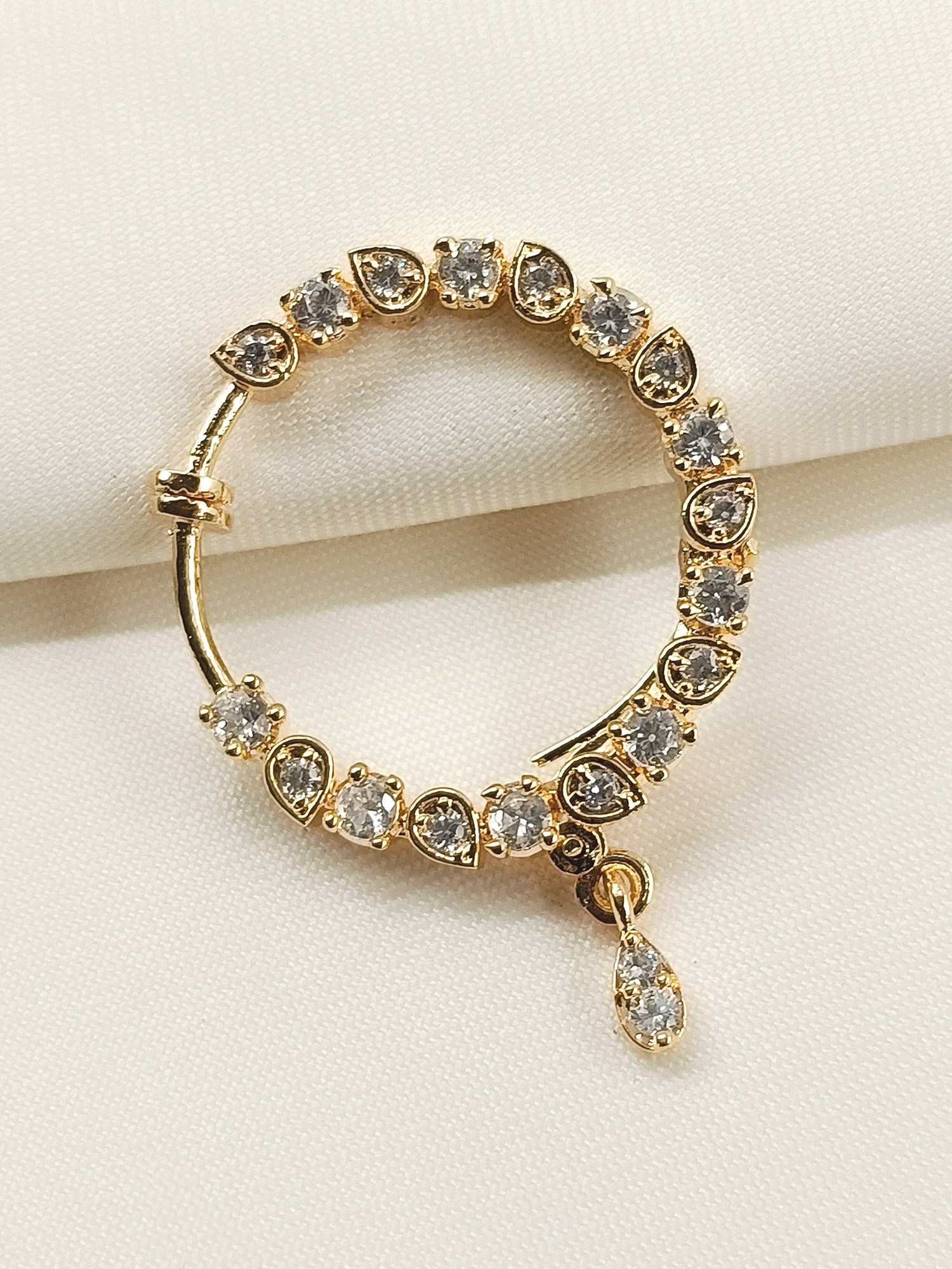 Zikar White American Diamond Nath