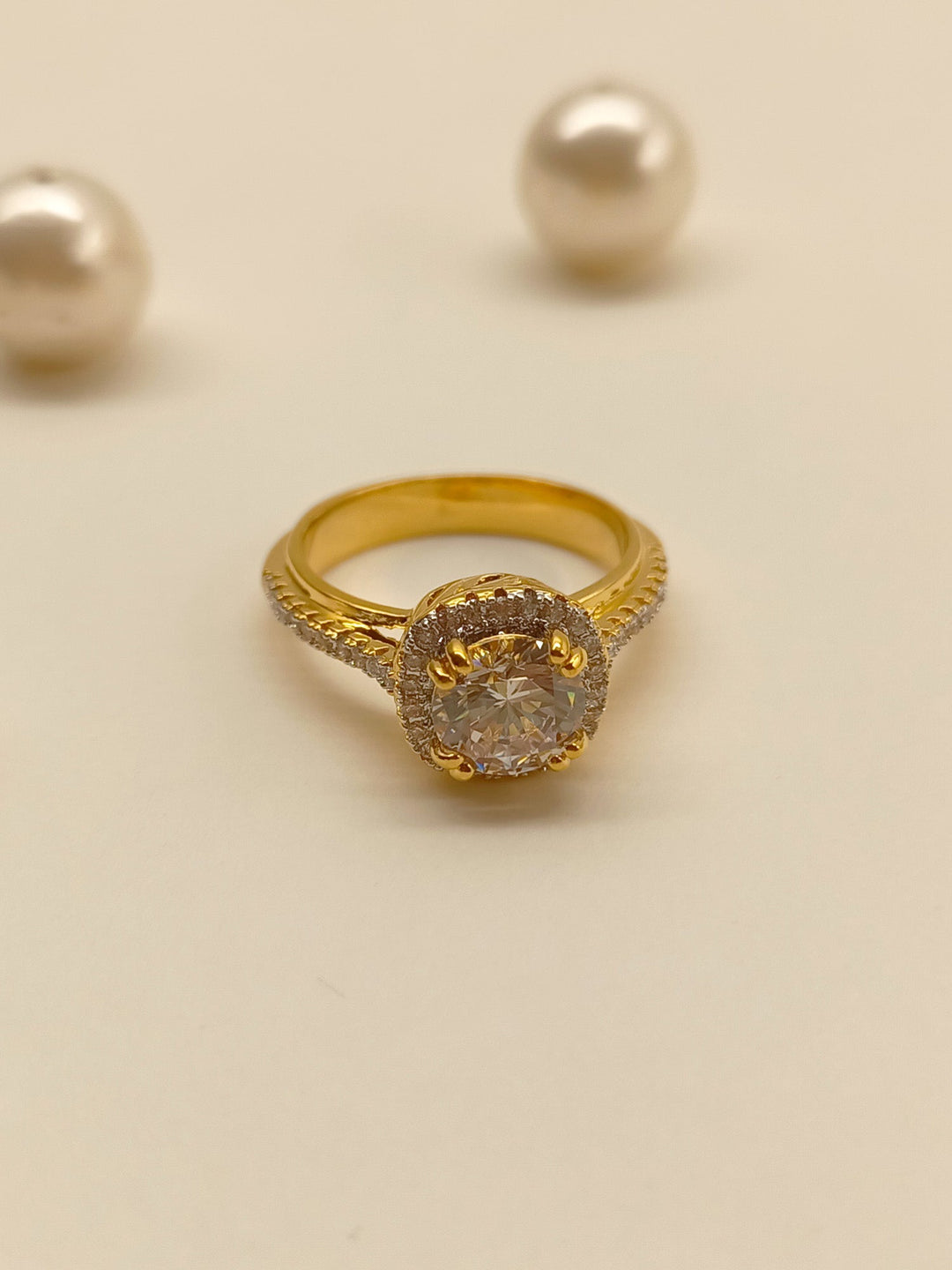  Exquisite Seher American Diamond Finger Ring adorned with Shimmering Gems and Delicate Filigree