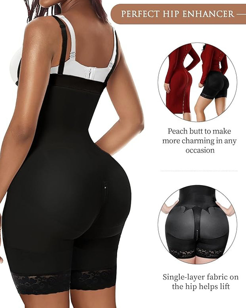 Shapshe® Tummy Control Body Shaper Butt Lifter Thigh Slimmer Faja Plus Shapewear with Zipper Crotch  - By Qivii