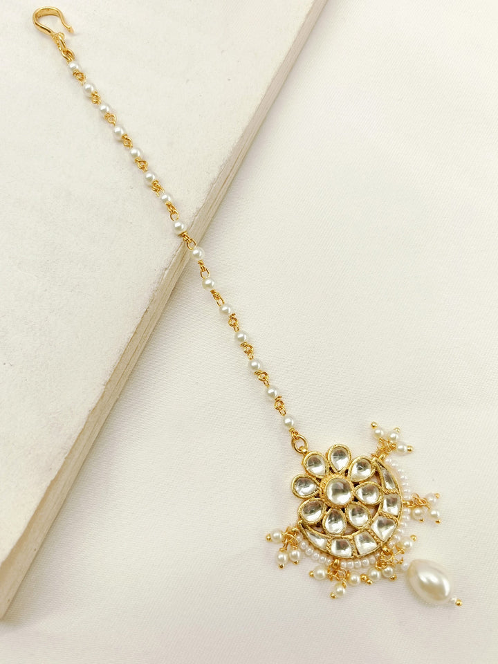 Basile White Gold Plated Kundan Teeka