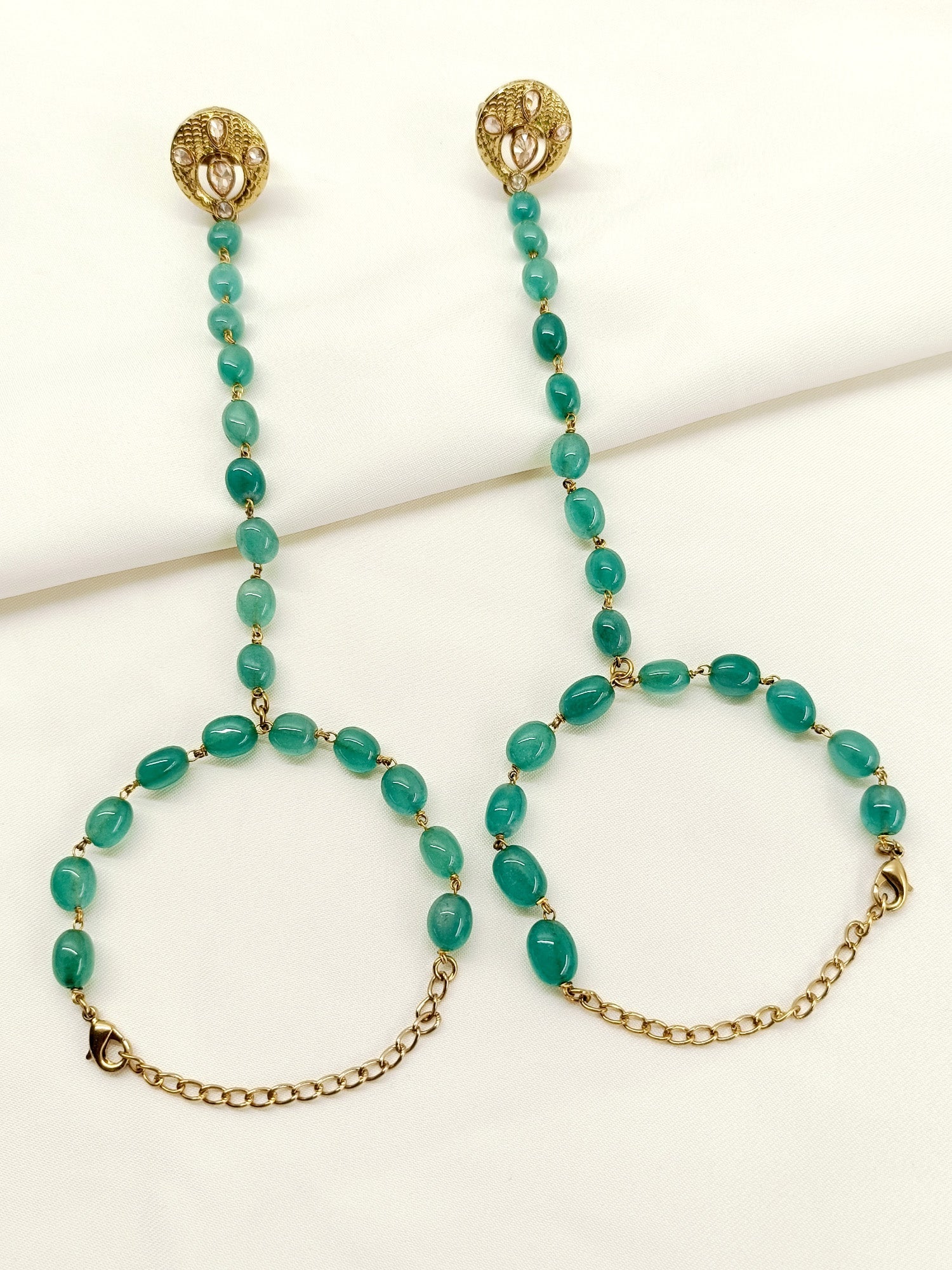 Shefali Green Polki Hathphool Set Of 2