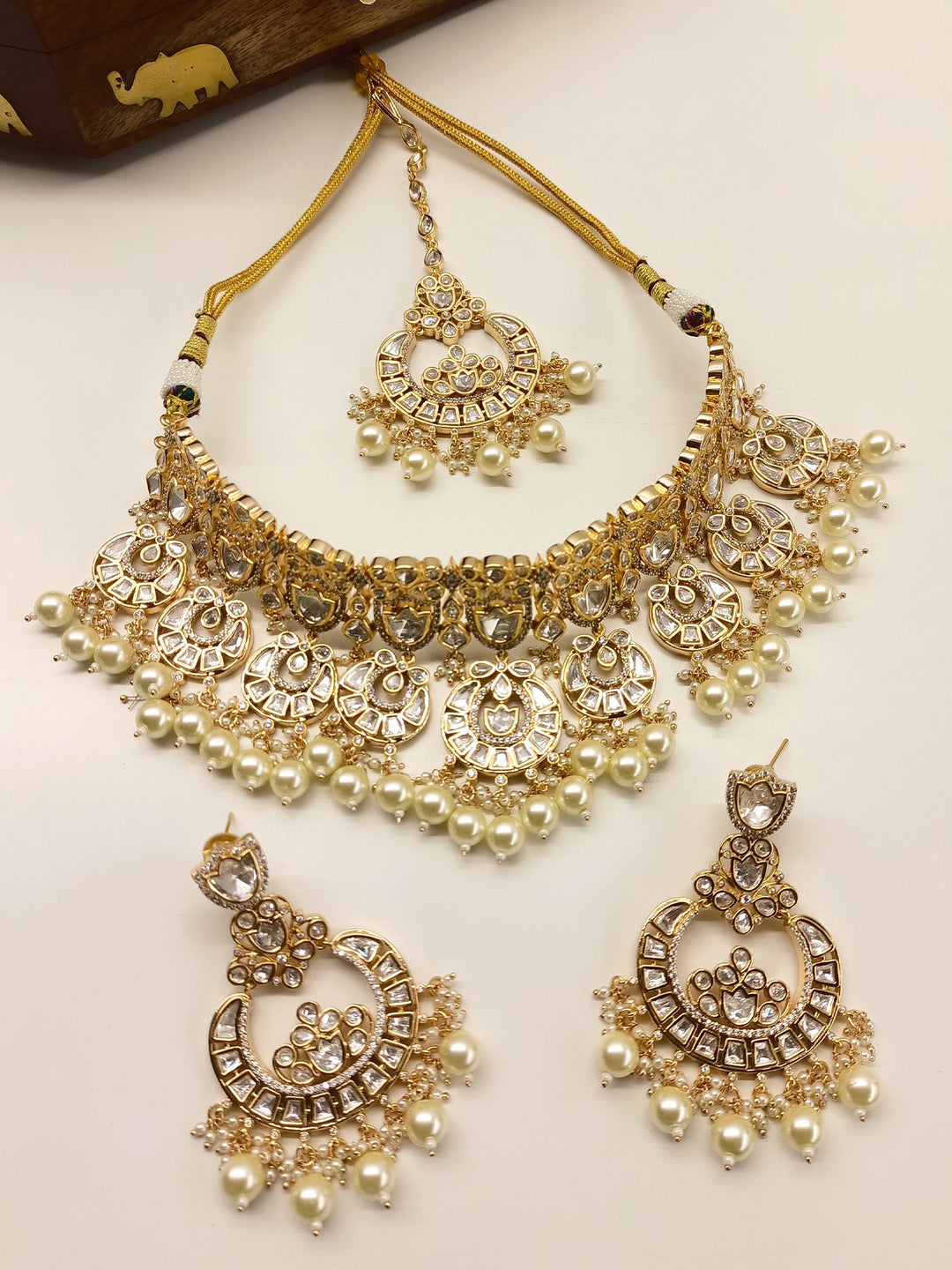 Aria White Kundan Necklace Set