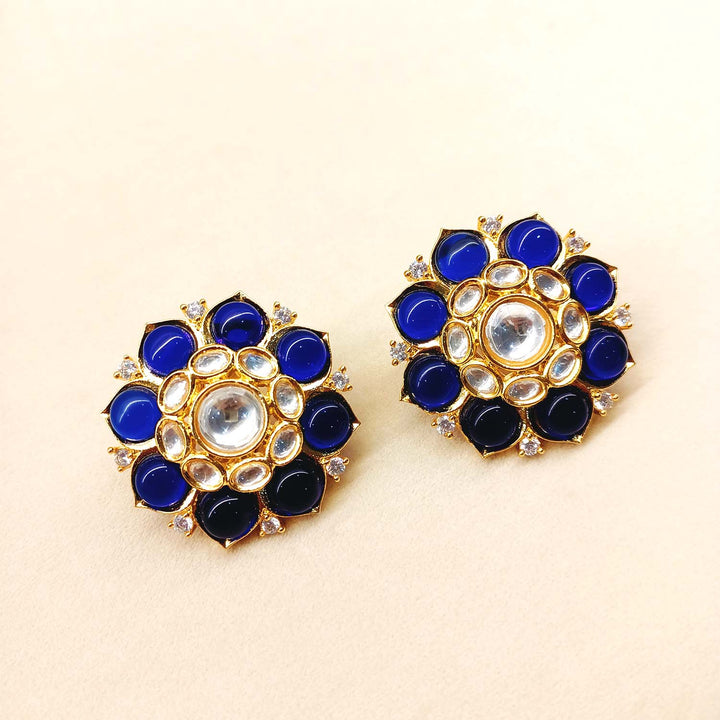 Kavya Navy Blue Gold Plated Kundan Tops