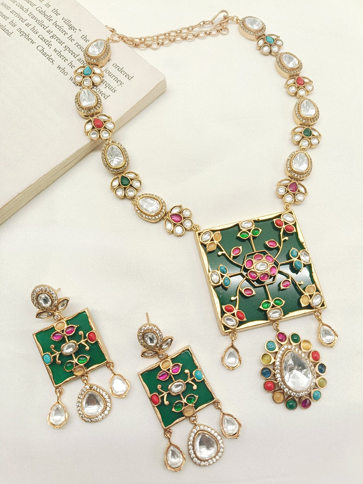 Manya Multi Colour Kundan Necklace Set