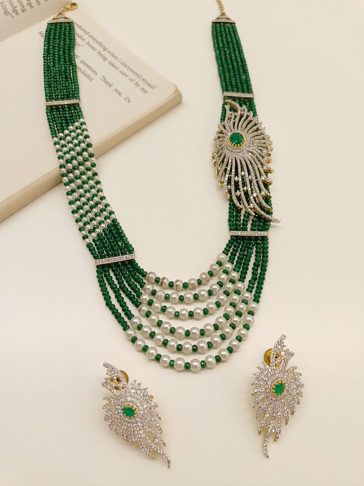 Himangi Emerald American Diamond Necklace Set