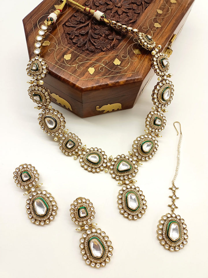 Sunidhi Green Polki Necklace Set