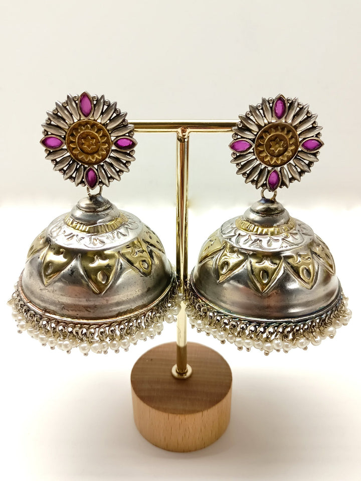 Parvya Ruby Oxidized Jhumki