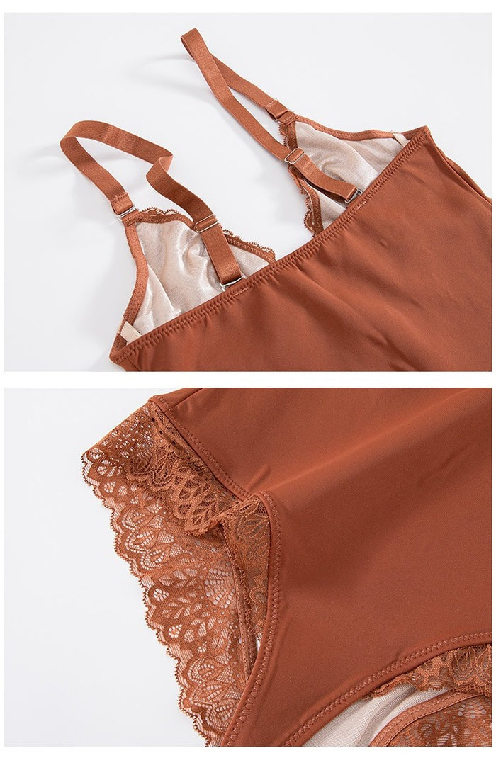 Sexy Lace Deep-V Neck Bodysuits  - By Qivii