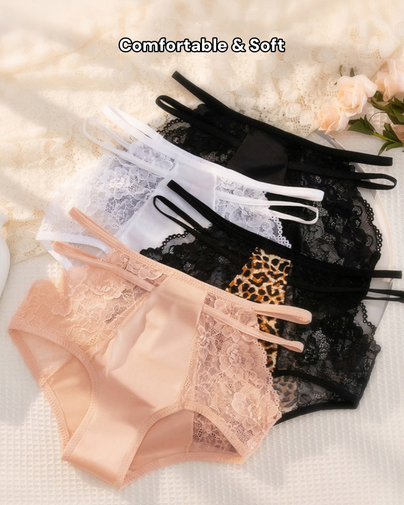 Sexy Ice Silk Lace High Waist Tummy Control Panties  - By Qivii