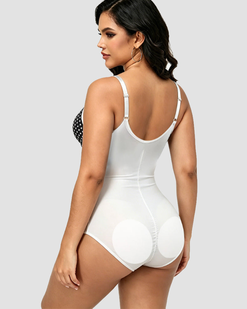 Shapshe® Shaping V Neck Swimsuit with Zipper and Bow  - By Qivii