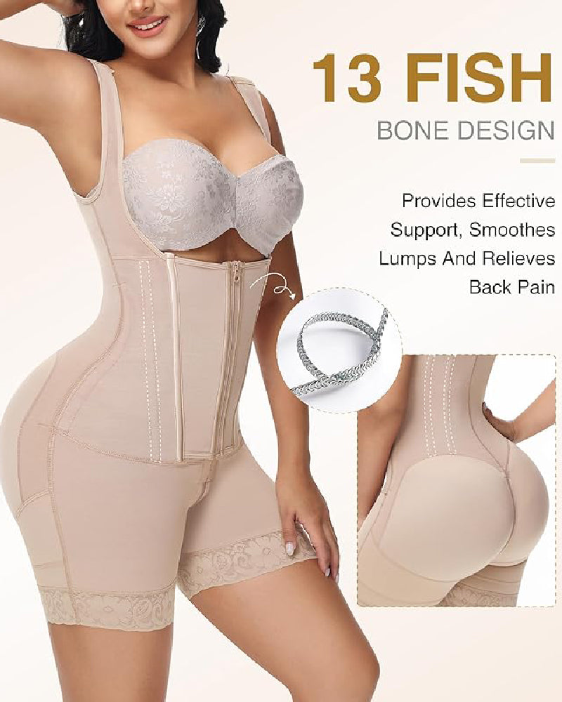 Shapshe® High compression Front Zipper Mid Thigh Shapewear  - By Qivii