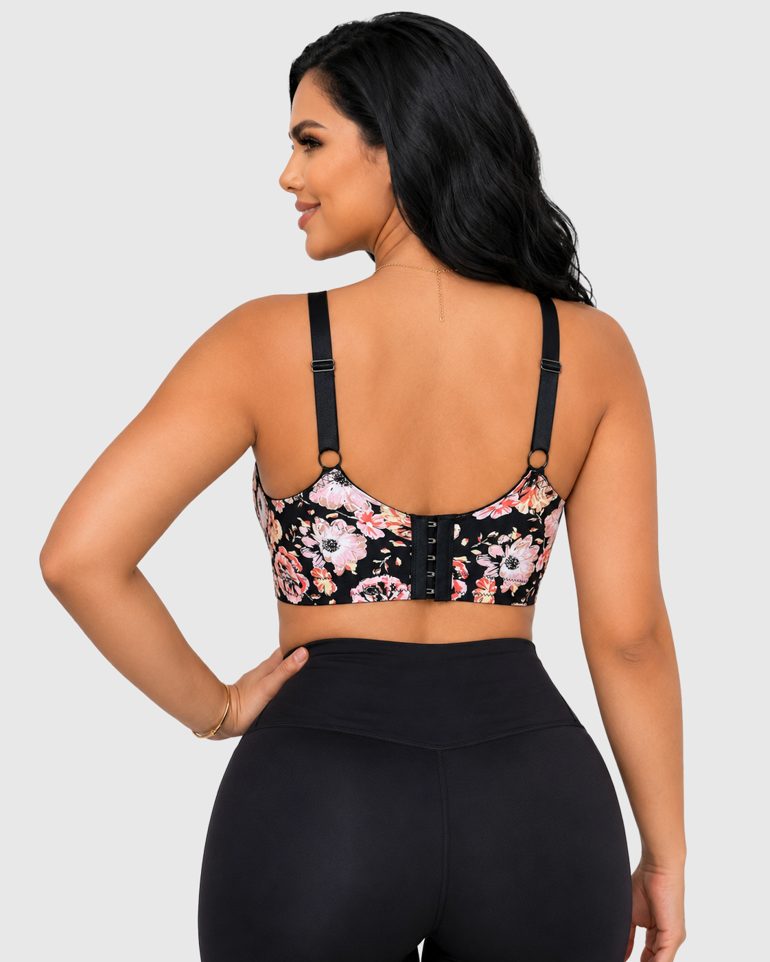 Floral Print Adjustable Strap Plus Size Support Shapewear Bra