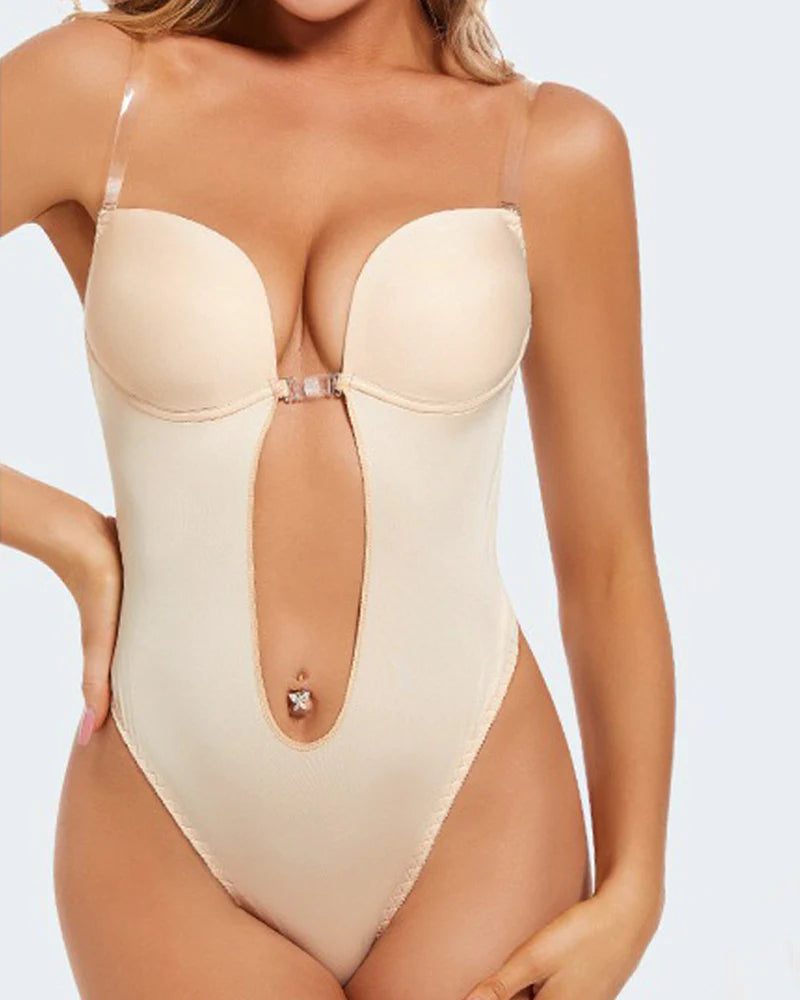 Shapewear Women Plus Size Backless Shapewear Integrated Bra Body Shaper Seamless Open Crotch Shapewear  - By Qivii