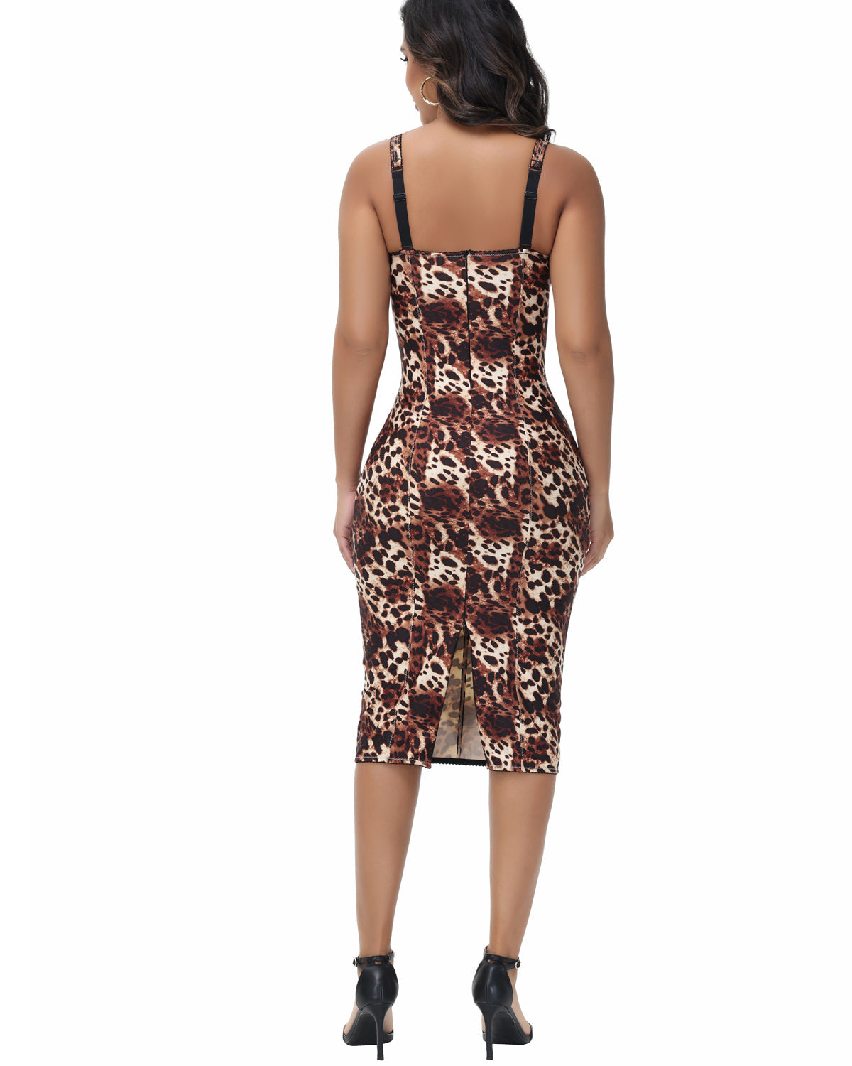 Sexy Suspenders Wrapped Hip Midi Bodycon Dress Built in Bra - By Qivii
