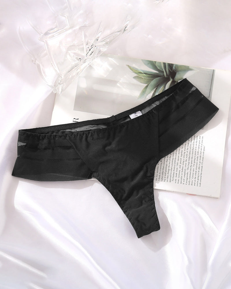 Women's Sexy Striped Ice Silk Panties Seamless Low Waist Breathable Thong  - By Qivii