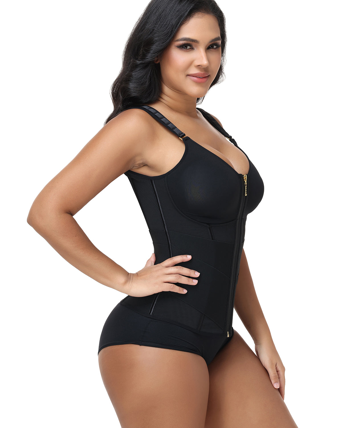Double Compression Wide Adjustable Strap Waist Trainer Zipper Shaping Vest