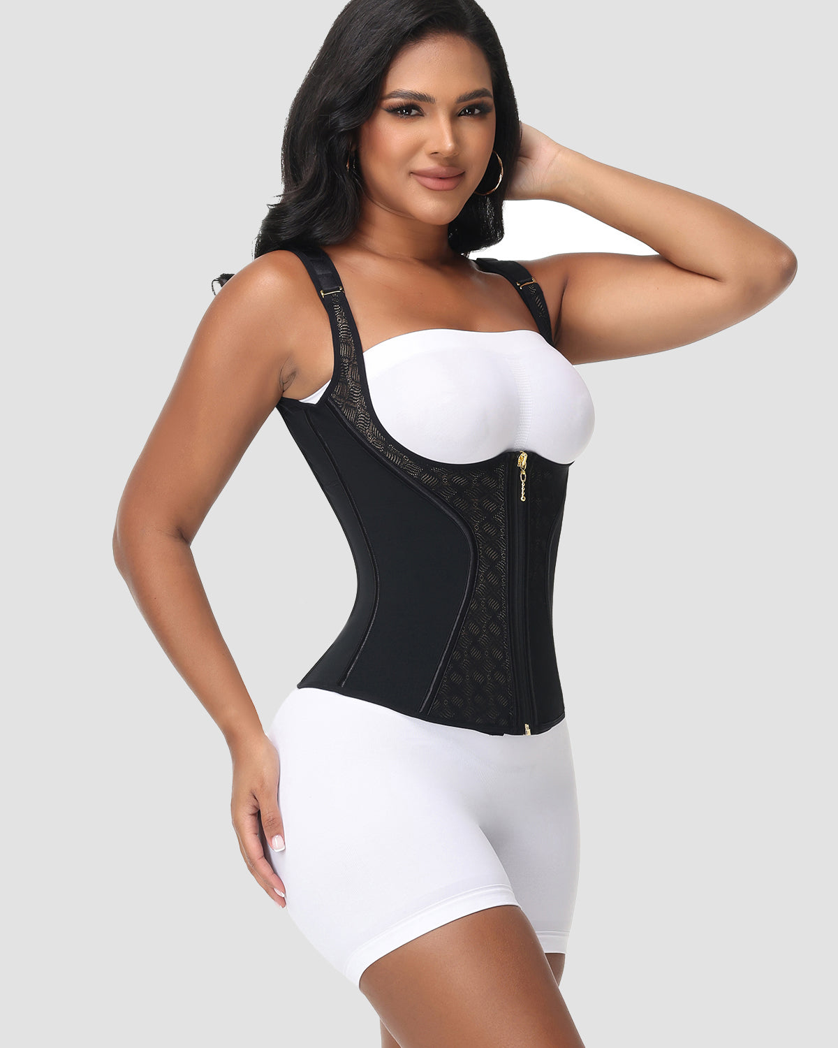 Full Coverage Double-Layer Tummy Control Waist Trainer Vest With Bra
