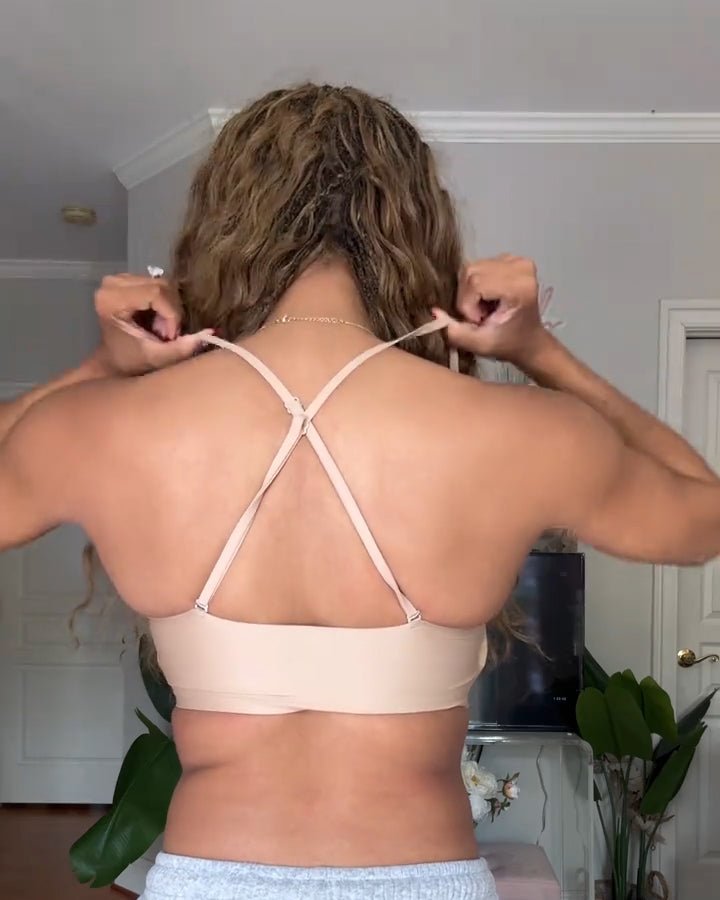 Seamless Front-Closure Detachable Shoulder Strap Push-Up Bra