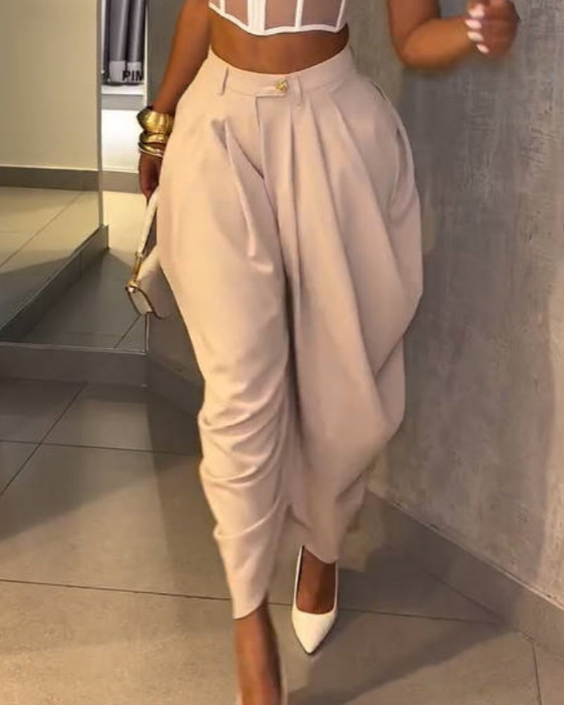 Shapshe® Leisure High Waisted Pleated Wide Leg Harem Pants  - By Qivii