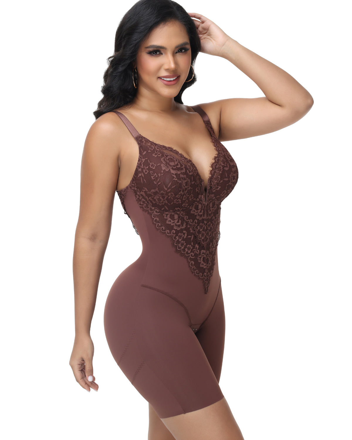 Shapshe® Lace Plunge Backless Bodysuit Shapewear  - By Qivii