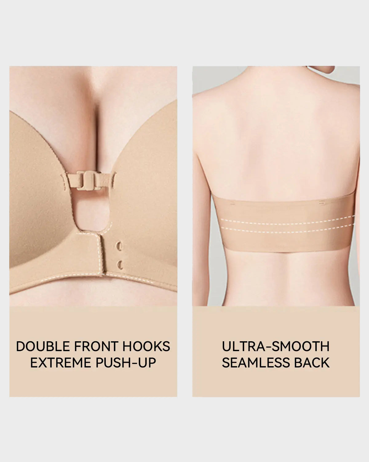 Seamless Front-Closure Detachable Shoulder Strap Push-Up Bra