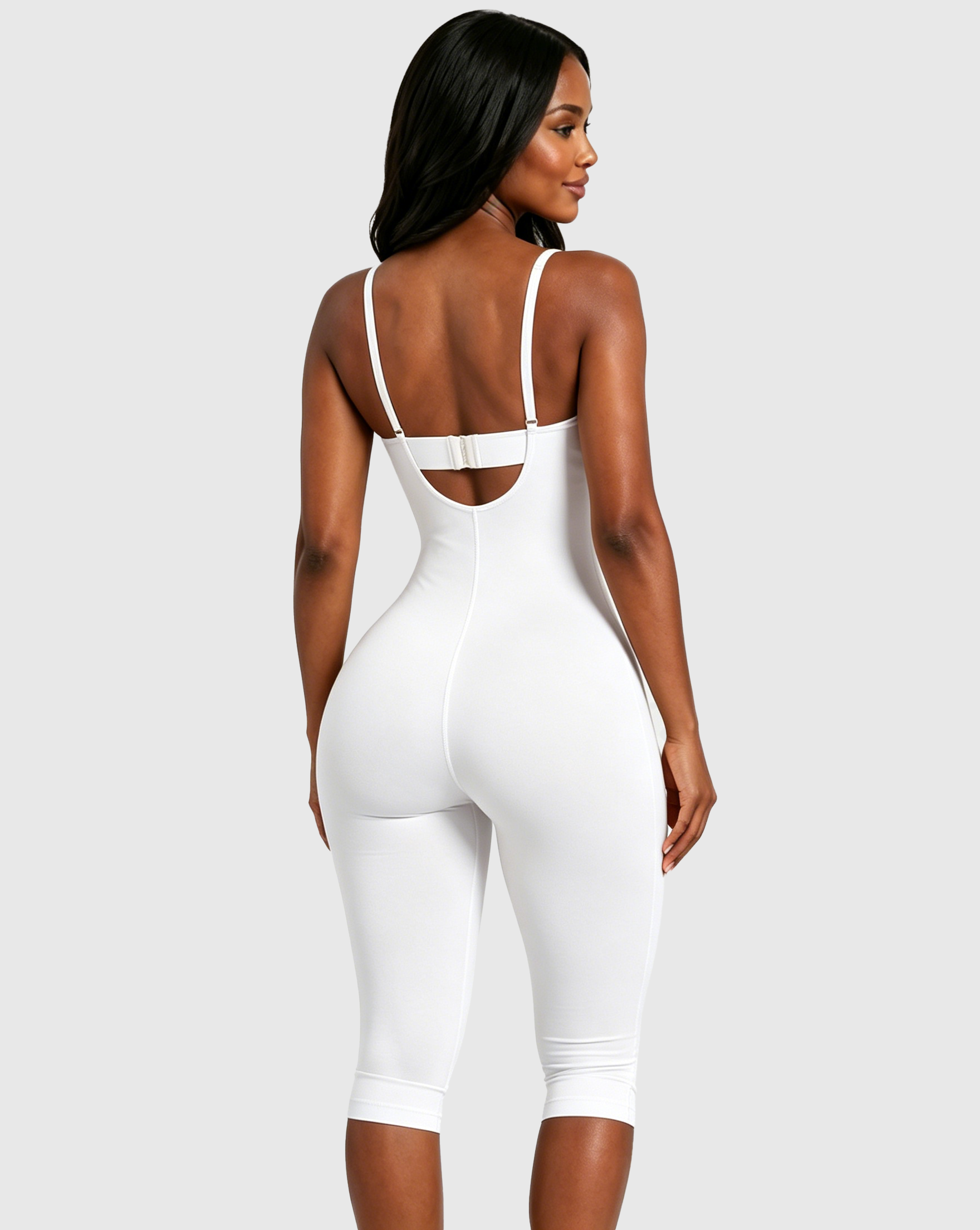 Sweetheart Adjustable Strap Back Buckle Capri Shaping Jumpsuit  - By Qivii