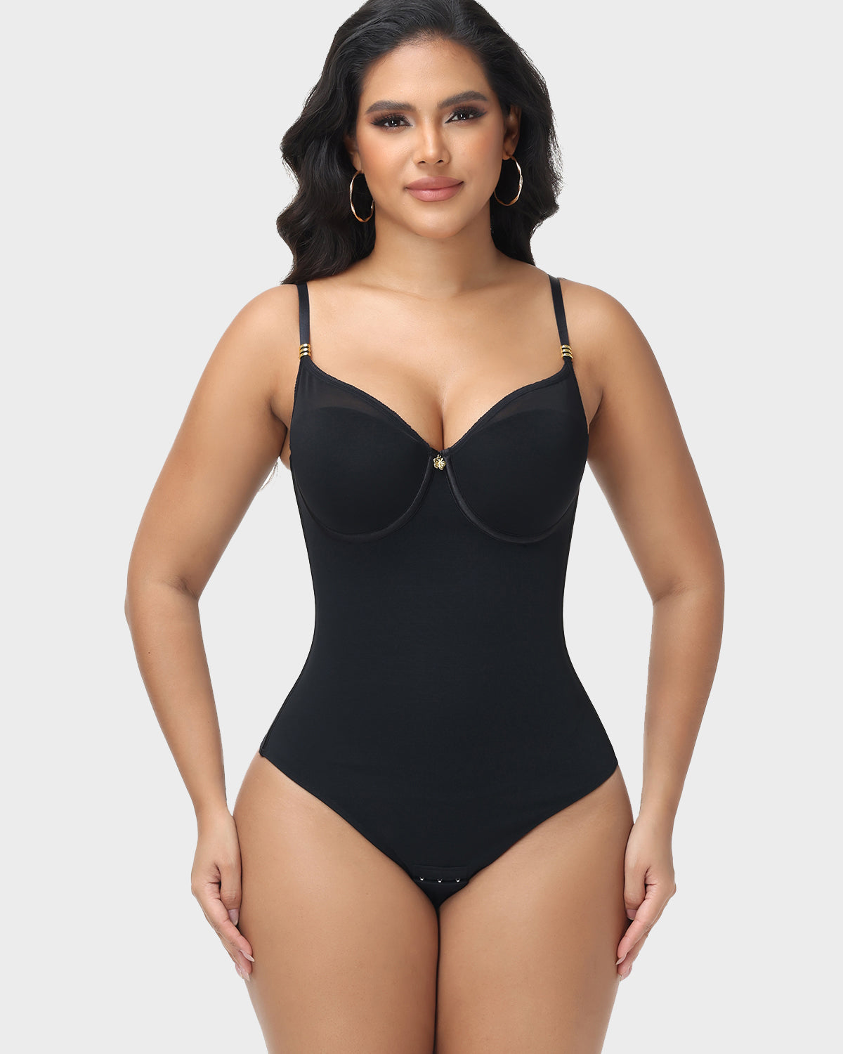Adjustable Strap Thong Bodysuit Lace Up Back Tummy Control Shapewear