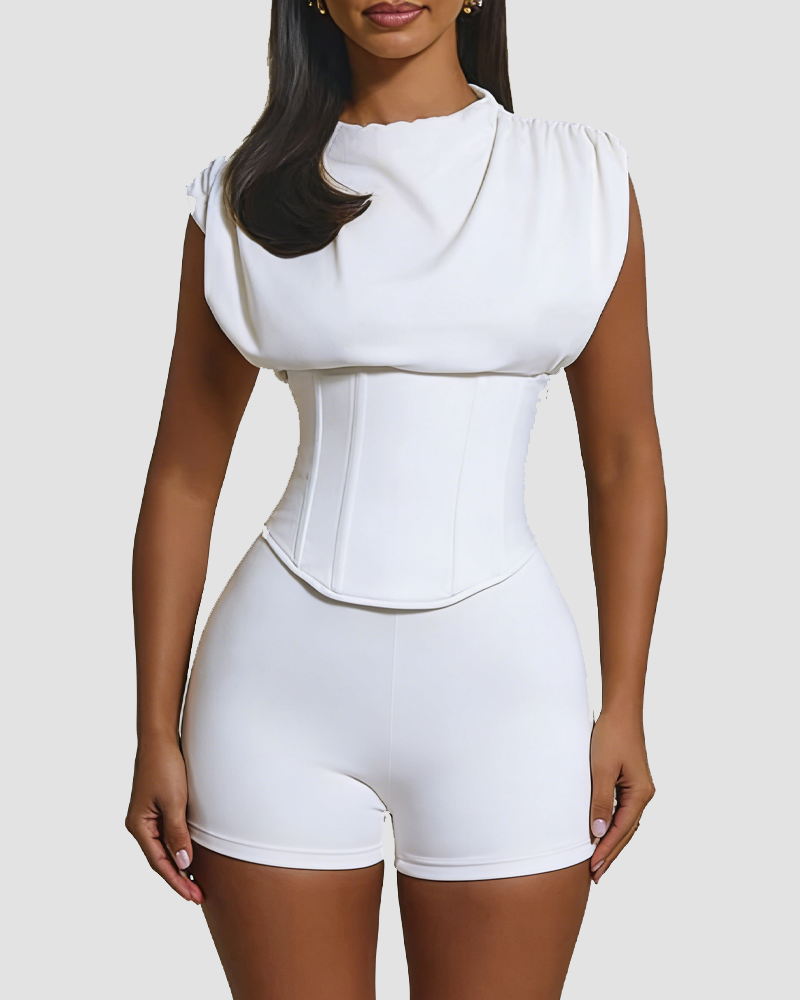 Detachable Corset Hourglass Waist Cincher Playsuit Two-Piece Set  - By Qivii