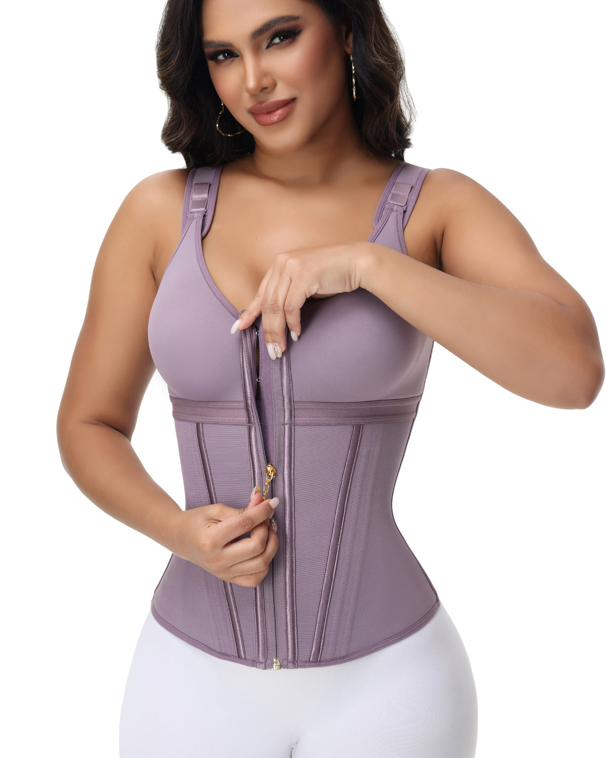 Shapshe® Fajas Colombianas Zip Front Steel Bone Tummy Control Waist Trainer  - By Qivii