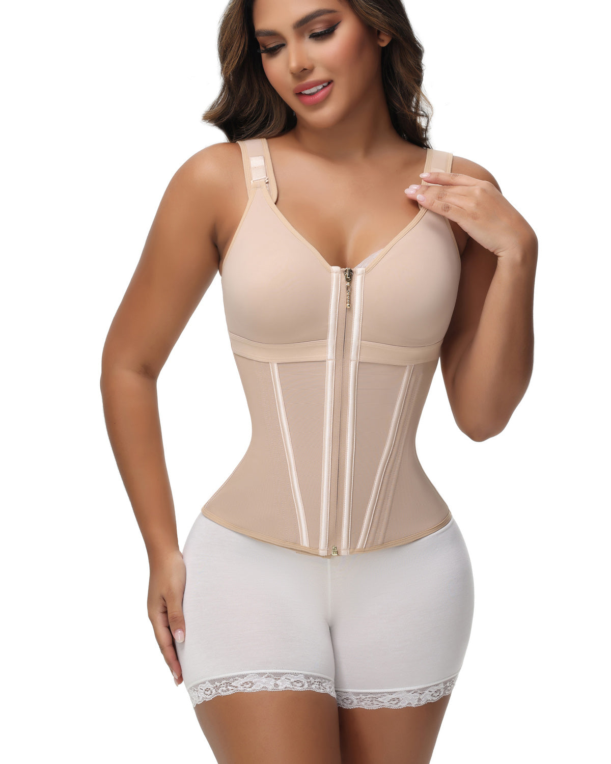 Women's Leopard Print Vest Tummy Control Waist Trainer With Bra
