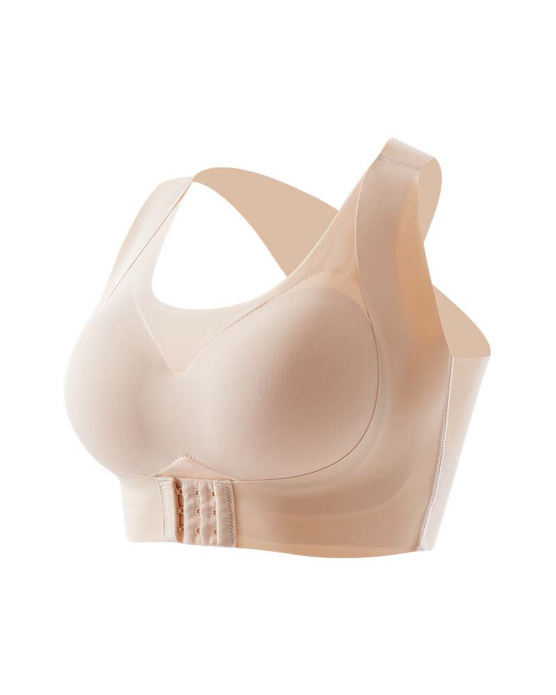 Women's Seamless Invisible Front Buckle Wireless Corrective Hunchback Push-Up Bra  - By Qivii