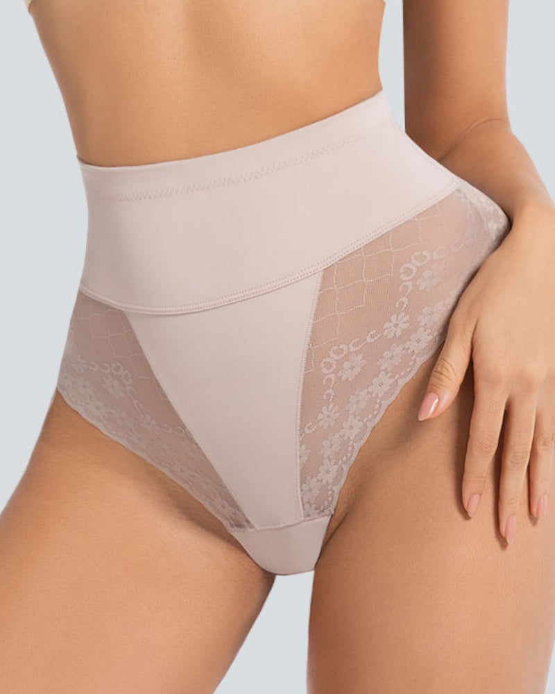 High Waist Large Size Lace Seamless Tummy Control Panties  - By Qivii