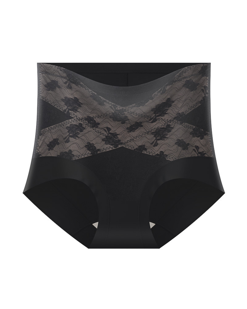 High Waist Floral Lace Tummy Control Shaping Panties  - By Qivii