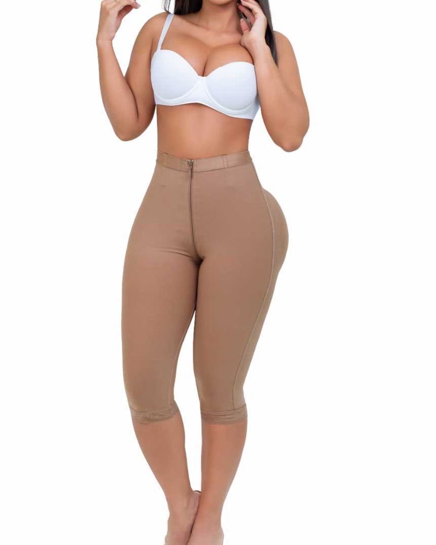 High Waist Zip Tummy Control Butt Lifting Shapewear Capri Pants