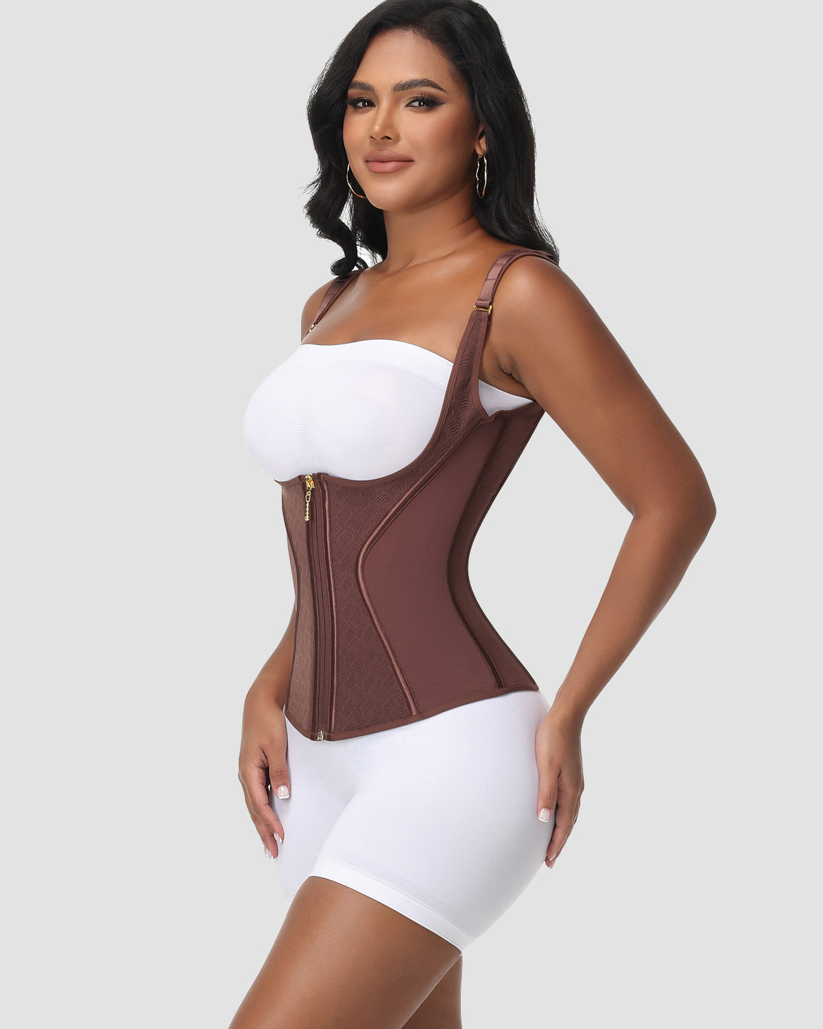 Full Coverage Double-Layer Tummy Control Waist Trainer Vest With Bra