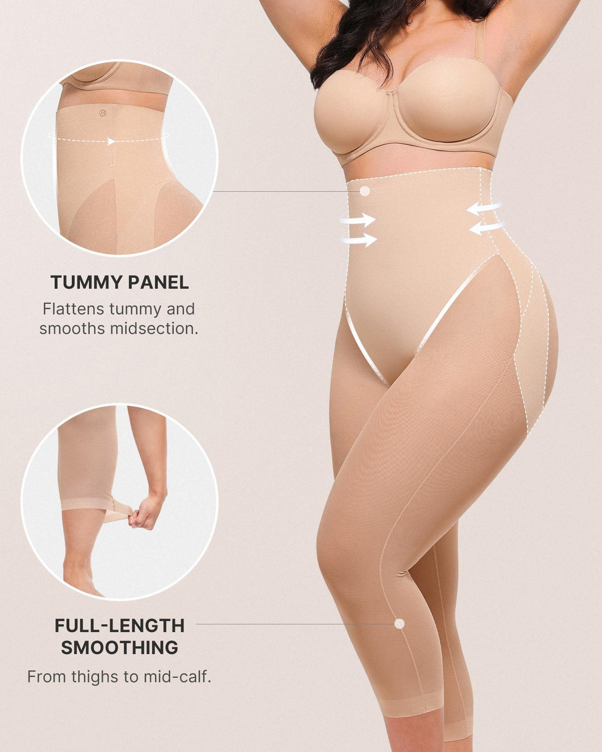 Seamless Tummy Control Butt-Lifting Shaping Mesh Capri Leggings